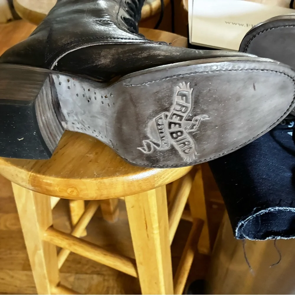 NEW Freebird GRANY "distressed black" Leather Lace-Up Boots - Picture 7 of 7